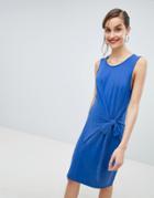 Selected Femme Tie Waist Mini Dress In Blue