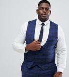 Twisted Tailor Super Skinny Suit Vest With Plaid Check In Wool-blue