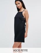 Asos Petite Mini Dress With Lace Up Eyelet Waist - Black