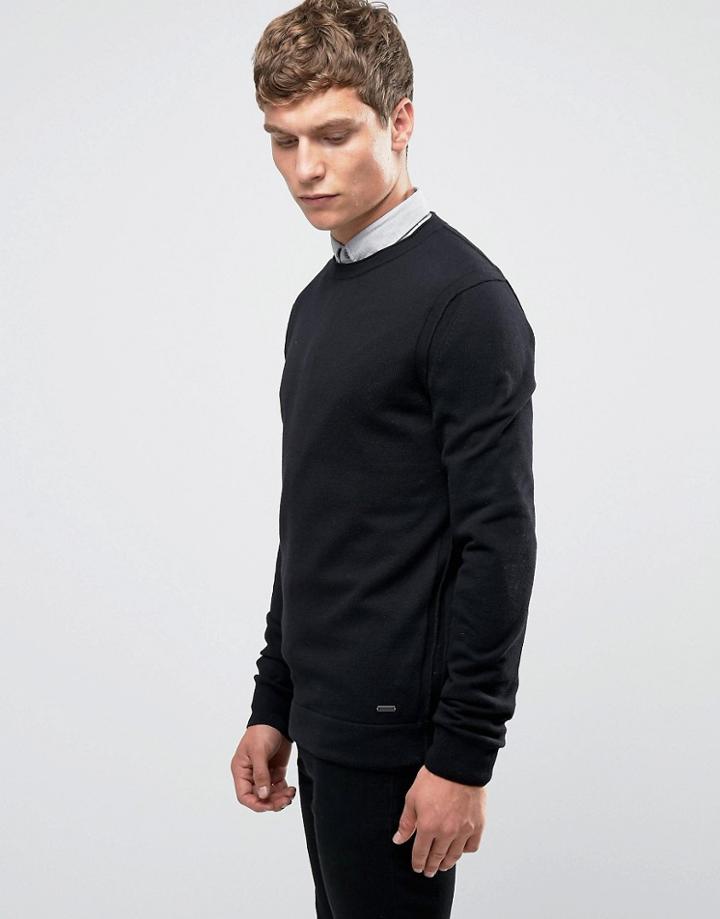 Boss Orange Albinon Crew Sweater Merino Blend Knit - Black