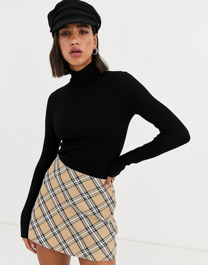 Beshka Basic Ribbed Roll Neck Sweater In Black