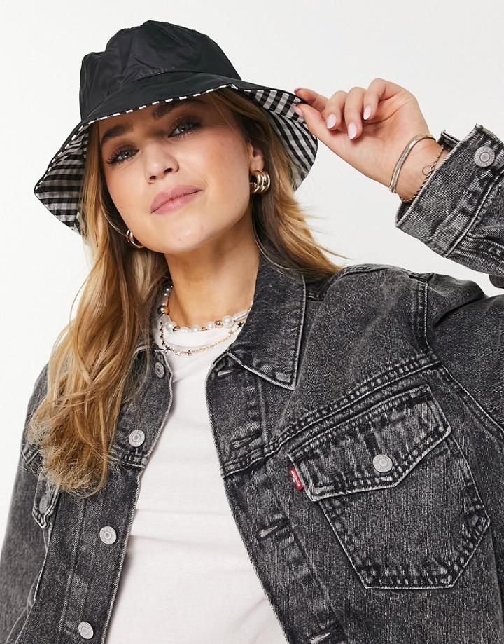 Glamorous Reversible Bucket Hat In Black And Gingham