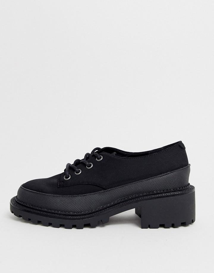 Asos Design Mix Up Mudguard Lace Up Flat Shoe In Black - Black
