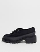 Asos Design Mix Up Mudguard Lace Up Flat Shoe In Black - Black