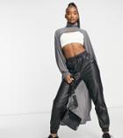 Asyou Rollneck Cardigan In Charcoal-grey