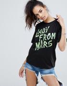 Love Moschino Lady From Mars Print T-shirt - Black