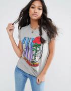 Asos T-shirt With Guns And Roses Print - Gray