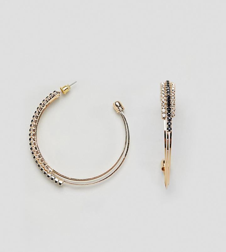 True Decadence Gold Embellished Rhinestone Hoop Earrings - Gold