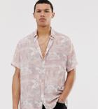 Asos Design Tall Relaxed Fit Shirt In 90s Pastel Print In Pink - Pink