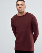 !solid Ribbed Knitted Sweater - Burgundy
