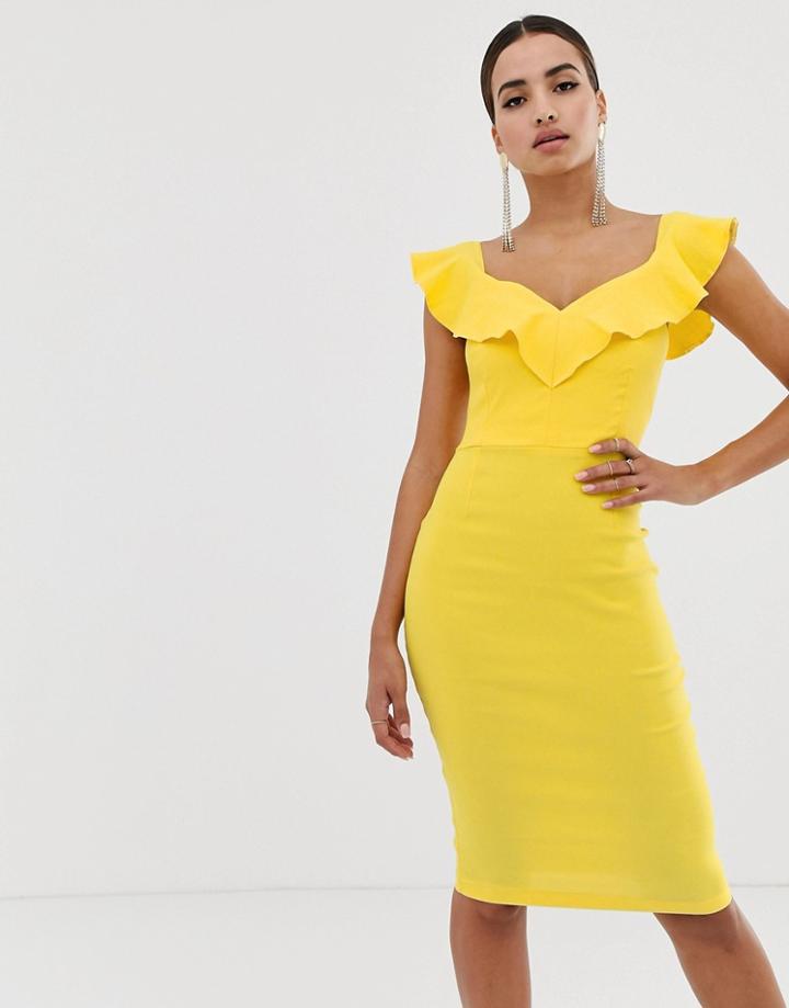 Vesper Bodycon Dress With Sweetheart Neckline With Fill In Yellow