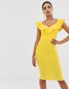 Vesper Bodycon Dress With Sweetheart Neckline With Fill In Yellow