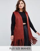 Elvi Suedette Festival Fringe Vest - Orange
