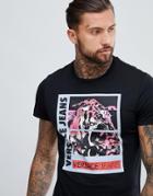 Versace Jeans T-shirt In Black With Tiger Glitch Print - Black