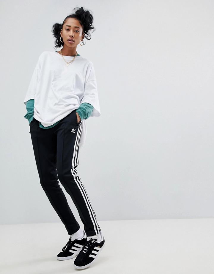 Adidas Originals Three Stripe Track Pants In Black