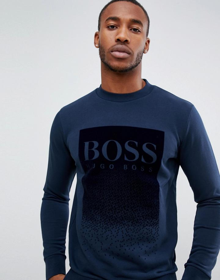 Boss Wolflike Graphic Print Crew Neck Sweat In Navy - Navy