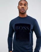 Boss Wolflike Graphic Print Crew Neck Sweat In Navy - Navy