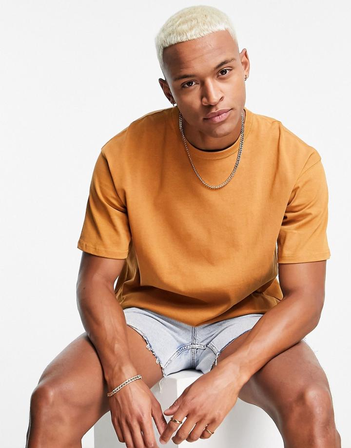 Pull & Bear Oversized T-shirt In Camel-neutral