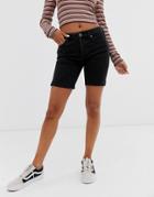 Free People Avery Bermuda Raw Hem Longline Denim Shorts-black