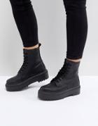 Asos Attitude Chunky Lace Up Boots - Black