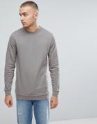 Asos Longline Muscle Sweatshirt In Gray - Gray