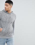 Asos Design Muscle Hoodie In Gray Interest Fabric - Gray