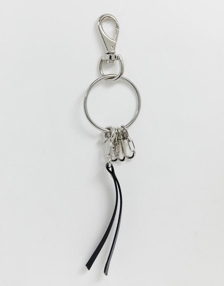 Asos Design Chunky Detail Jean Ring With Clips In Silver - Silver