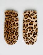 Monki Leopard Fluffy Mittens - Multi