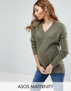 New Look Maternity V Neck Sweater - Green