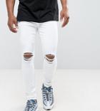 Jaded London Muscle Fit Super Skinny Jeans In White With Knee Rips - White