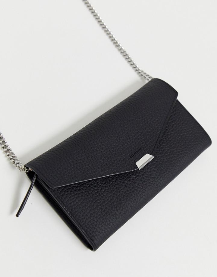 Allsaints Leather Captain Chain Wallet Crossbody Bag-black