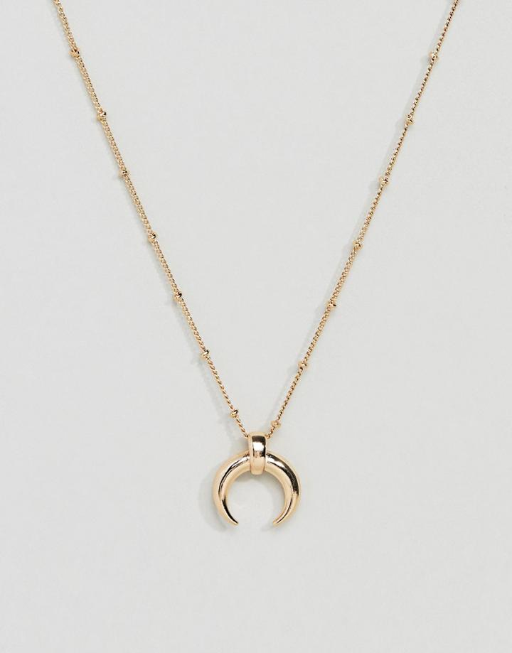 Nylon Crescent Pendant Necklace - Gold
