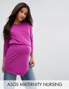 Asos Maternity Nursing Asymmetric Top With Double Layer - Purple