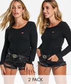 Levi's 2 Pack Tab Logo Long Sleeve T-shirt In Black