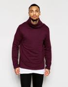 Asos Funnel Neck Sweatshirt In Burgundy - Burgundy