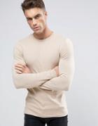 Asos Extreme Muscle Long Sleeve T-shirt In Beige - Beige