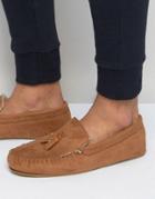 Asos Slippers In Brown With Faux Shearling Lining - Tan