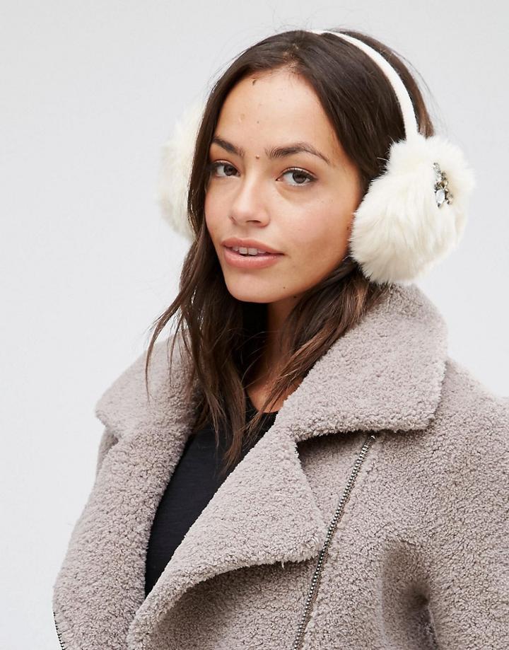 Alice Hannah Gem Fur Earmuffs - Cream