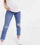 New Look Maternity Overbump Mom Jean In Blue