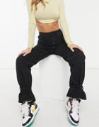 Missyempire Tie Detail Denim Jeans In Black
