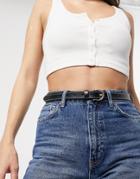 Asos Design Leather Half Moon Buckle Waist And Hip Jeans Belt In Black