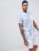 Urban Threads Marble Print T-shirt With Curved Hem - Blue