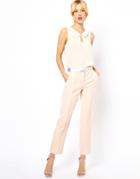 Asos Pants With Metallic Waistband - Beige