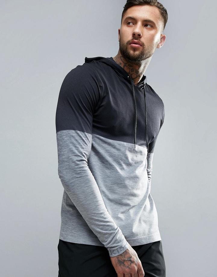 Ki5-a Ombre Seamless Hoodie - Black