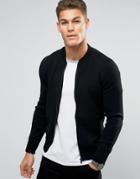 Celio Knitted Bomber Jacket - Black