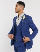 Asos Design Wedding Super Skinny Suit Jacket In Stretch Cotton Linen In Navy