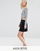 Asos Petite Denim A Line Skirt In Washed Black - Black