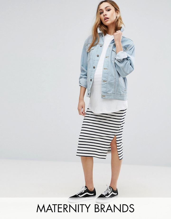 Mama. Licious Striped Tube Skirt - Multi