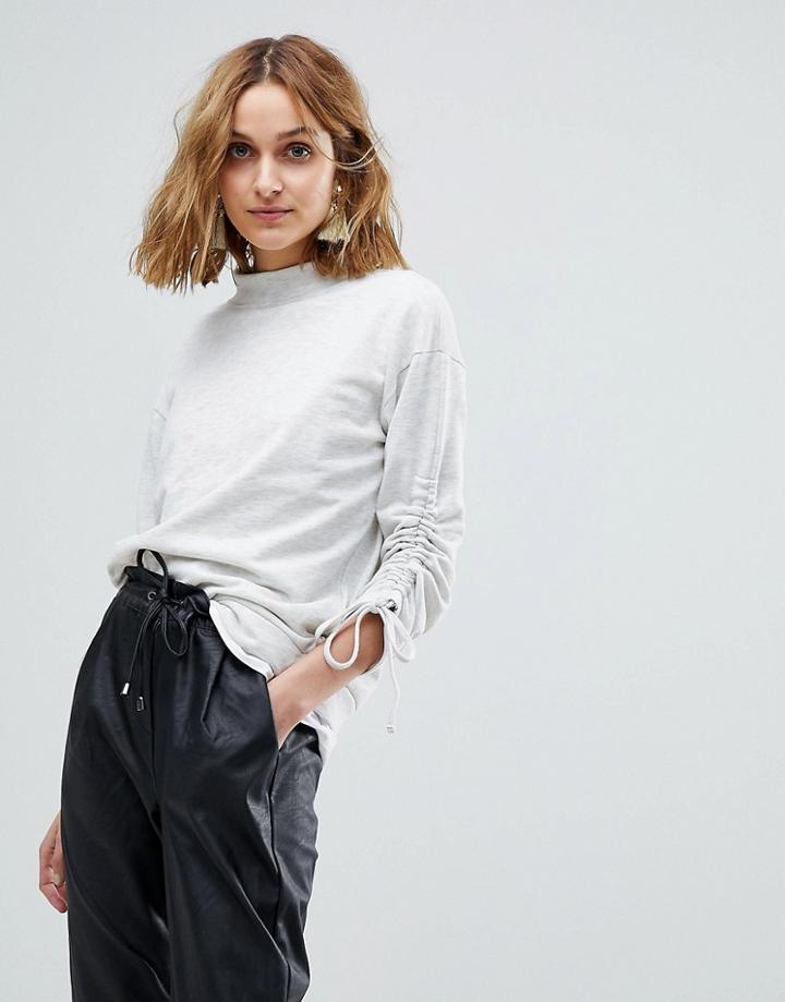 Vero Moda Ruched Sweatshirt - Gray