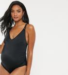 Asos Design Recycled Maternity Loop Strap Swimsuit In Black
